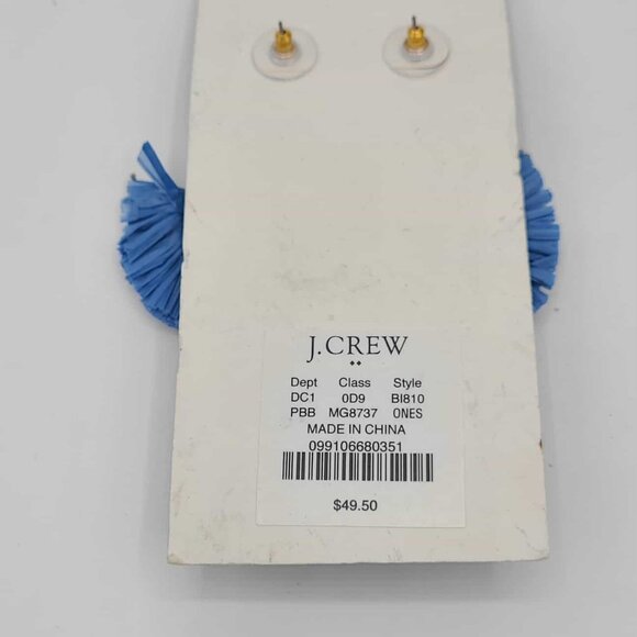 J Crew Blue Raffia Fan Earrings NWT!  NEW! - Picture 3 of 6